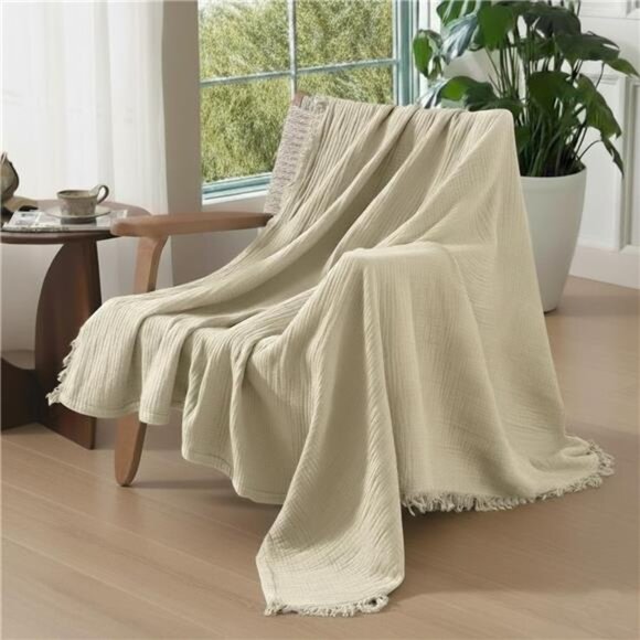 Muslin Blankets for Adults, Kids, 50"x60", 100% Organic Cotton Throw Blanket - Picture 2 of 7